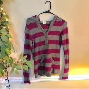 Love Rocks purple & gray striped sweater hoodie